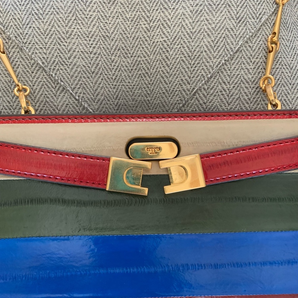 Tory Burch Colorblock Patchwork Eel Leather Lee Radziwill Shoulder Bag NWT - Picture 12 of 16